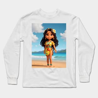 Hawaiian Girl Sticker #4 Long Sleeve T-Shirt